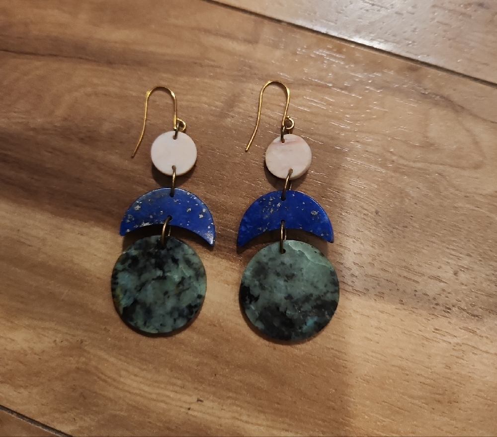 Johnny Was Blue and Green Tiered Earrings